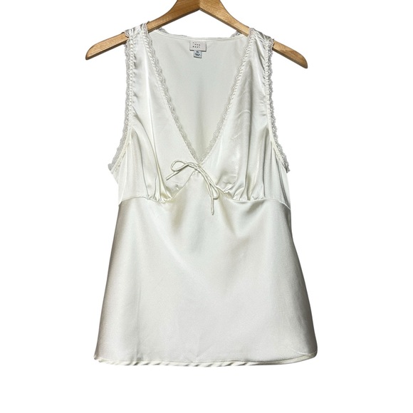 A New Day Top Women’s Size XL Cream Camisole Lace Trim Bow Detail Y2K Coquette - Picture 2 of 14